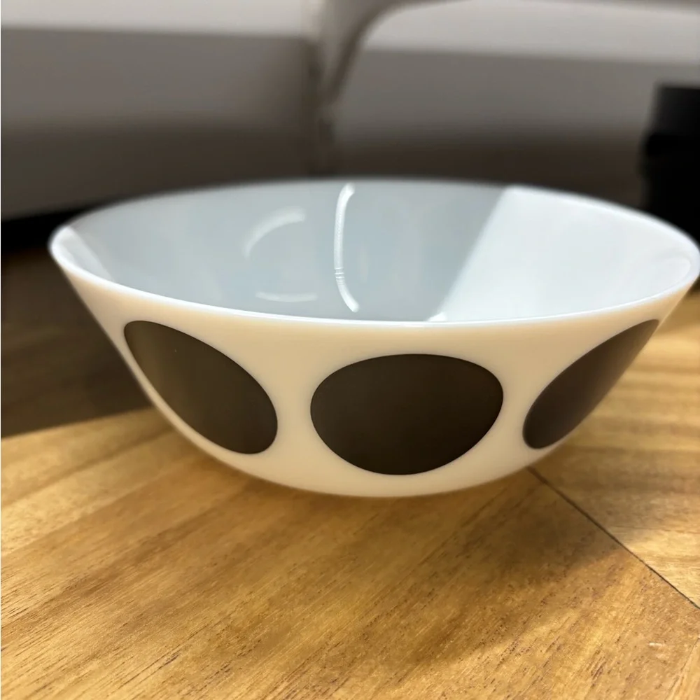 5 piece IKEA White & black Bowl w Black Dot Pattern for cereal soup oatmeal new